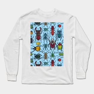 Beetles on blue Long Sleeve T-Shirt